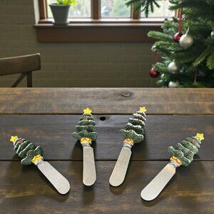 SPREADERS -- Christmas Tree Cheese & Dip Spreaders, Set of 4, Unused, Gift Item